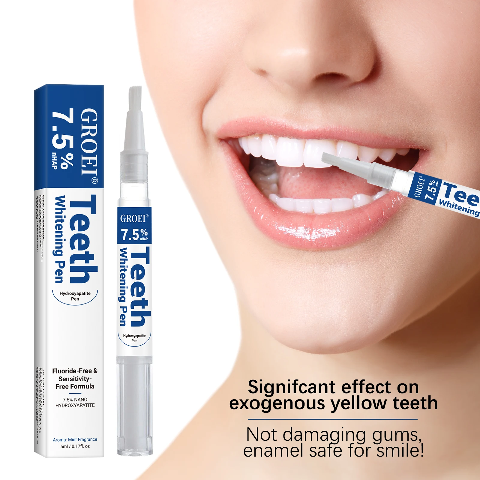 Teeth Whitening Q&M - Pluma blanqueadora de dientes de hidroxapatita,